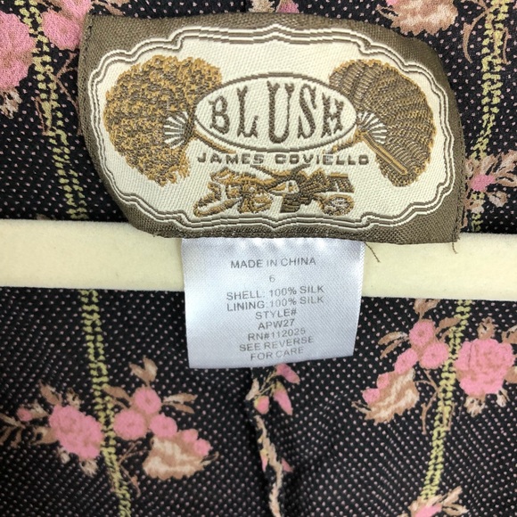 Blush James Coviello black pink silk floral top - Picture 4 of 6